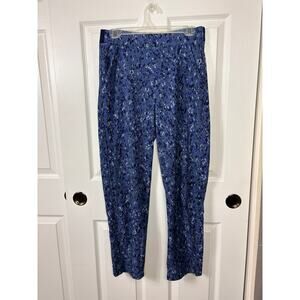 Athleta Women's Brooklyn Ankle Pants Blue Camo Size 6 Pull On Pockets